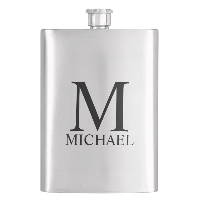 Masculine Personalized Monogram and Name Flask (Front)