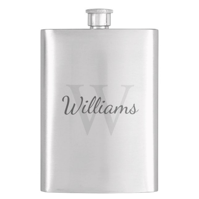 Masculine Personalized Monogram and Name Flask (Front)