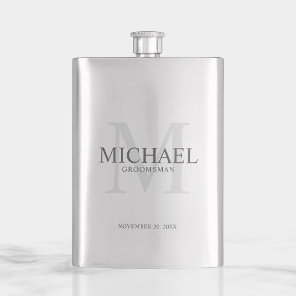 Masculine Personalized Monogram and Name Groomsmen Flask