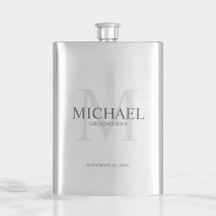Masculine Personalized Monogram and Name Groomsmen Flask