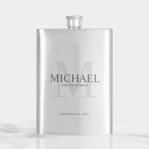 Masculine Personalized Monogram and Name Groomsmen Flask