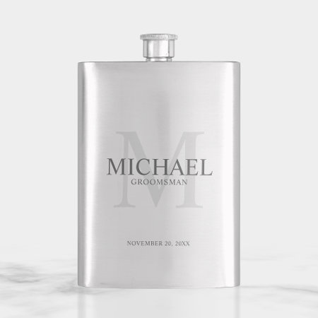 Masculine Personalized Monogram And Name Groomsmen Flask