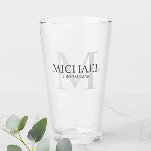 Masculine Personalized Monogram and Name Groomsmen Glass