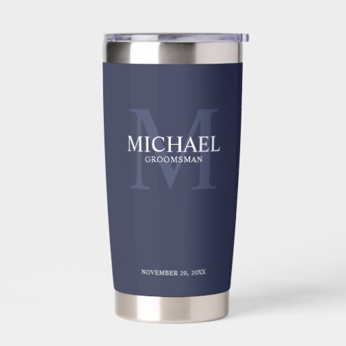 Masculine Personalized Monogram and Name Groomsmen Insulated Tumbler