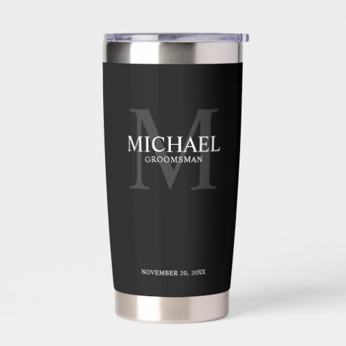 Masculine Personalized Monogram and Name Groomsmen Insulated Tumbler