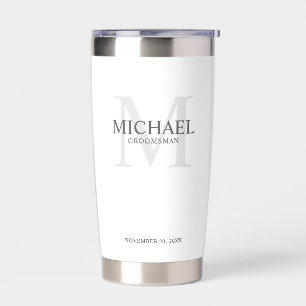 Masculine Personalized Monogram and Name Groomsmen Insulated Tumbler