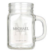Masculine Personalized Monogram and Name Groomsmen Mason Jar