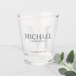 Masculine Personalized Monogram and Name Groomsmen Shot Glass