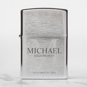 Masculine Personalized Monogram and Name Groomsmen Zippo Lighter