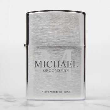Masculine Personalized Monogram And Name Groomsmen Zippo Lighter by manadesignco at Zazzle