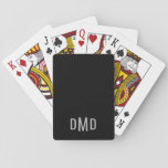 Masculine Personalized Silver Monogrammed Black Playing Cards at Zazzle