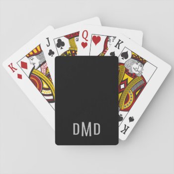 Masculine Personalized Silver Monogrammed Black Playing Cards by Heard_ at Zazzle