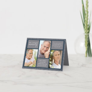 Masculine Photo Collage Funeral Sympathy Letterpress Thank You Card