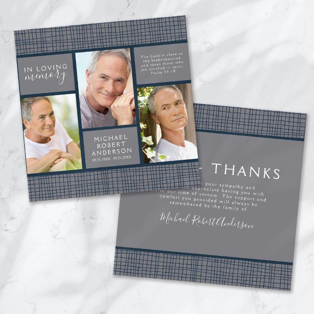 Masculine Photo Funeral Sympathy Thank You Card (Creator Uploaded)