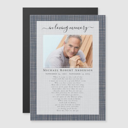 Masculine Photo In Loving Memory Funeral Poem Card