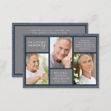 Masculine Photo Memorial Prayer Card