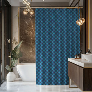 Masculine Plaid Curtain Blue Tartan Gift Look