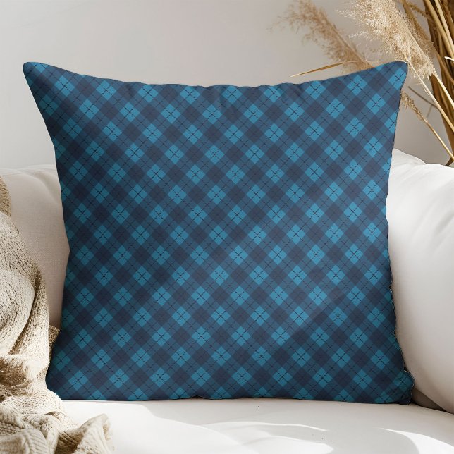 Masculine Plaid Pillow Blue Tartan Gift for Him (Masculine Plaid Pillow Blue Tartan Gift for Him)