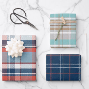 Masculine Plaid Tartan Mix n Match Wrapping Paper Sheets