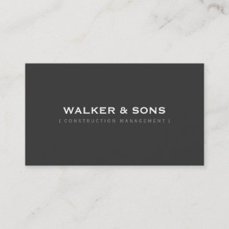 MASCULINE plain simple smart dark charcoal grey Business Card