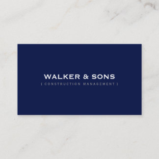 MASCULINE plain simple smart dark navy blue Business Card