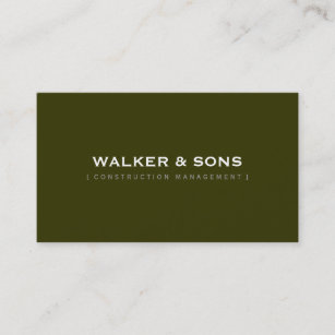 MASCULINE plain simple smart dark olive army green Business Card