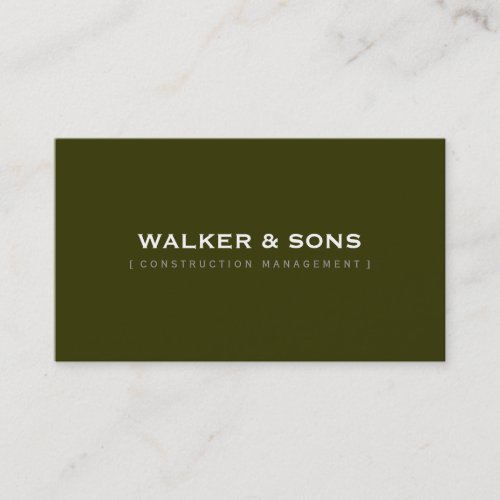MASCULINE plain simple smart dark olive army green Business Card