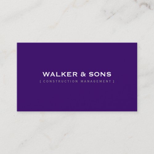 MASCULINE plain simple smart dark royal purple Business Card