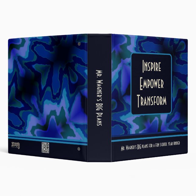 Masculine Plans Customized Teacher Blue Modern  3 Ring Binder (Background)