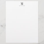 Masculine Professional Monogram  Letterhead<br><div class="desc">A modern masculine black name and initial monogram on white,  for your stationery,  with an Industrial Roman modern typeface. Add a special handwritten note with your own name logo. Simple and minimalist style. Order in larger quantities for greater savings.</div>