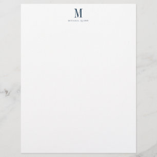 Masculine Professional Navy Blue Monogram Letterhead