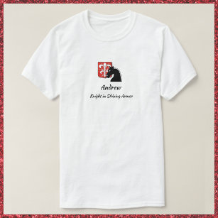 Masculine Red and Black Knight in Shining Armor T-Shirt