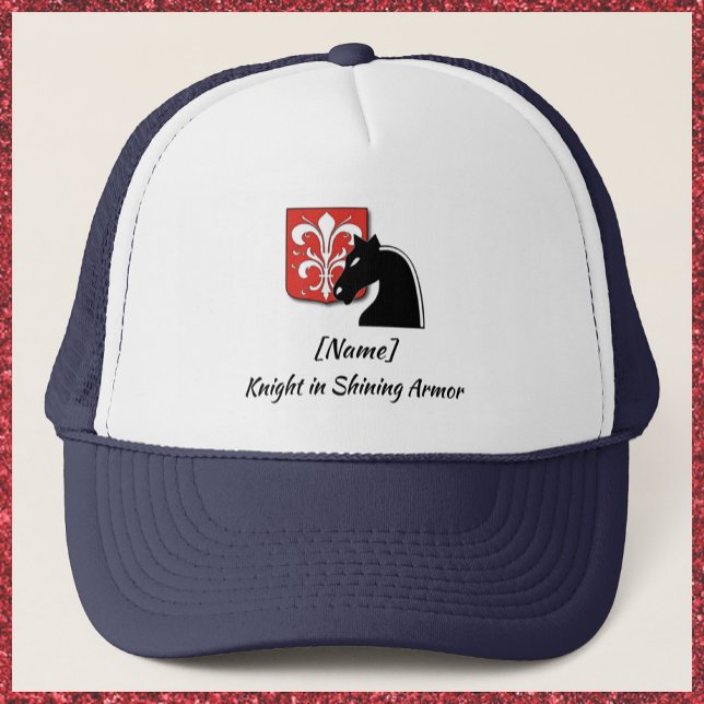 Masculine Red and Black Knight in Shining Armor Trucker Hat (Creator Uploaded)