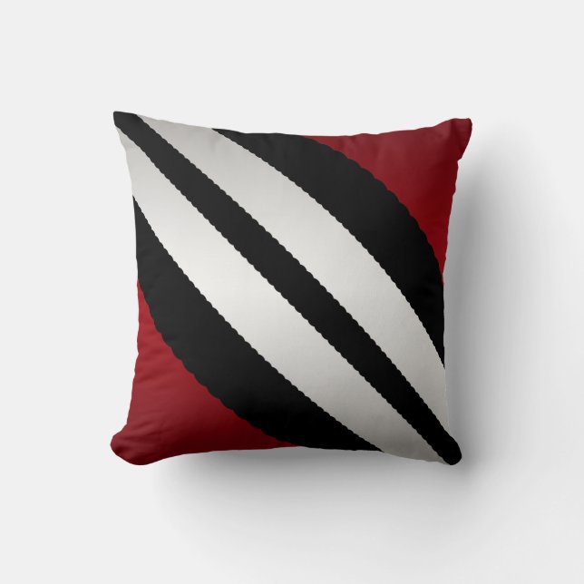 Masculine  Red Black Gray Stripes Design Throw Pillow (Front)
