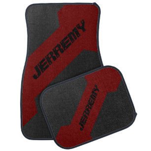 Masculine Red Wood & Black Metallic Mash Car Mat