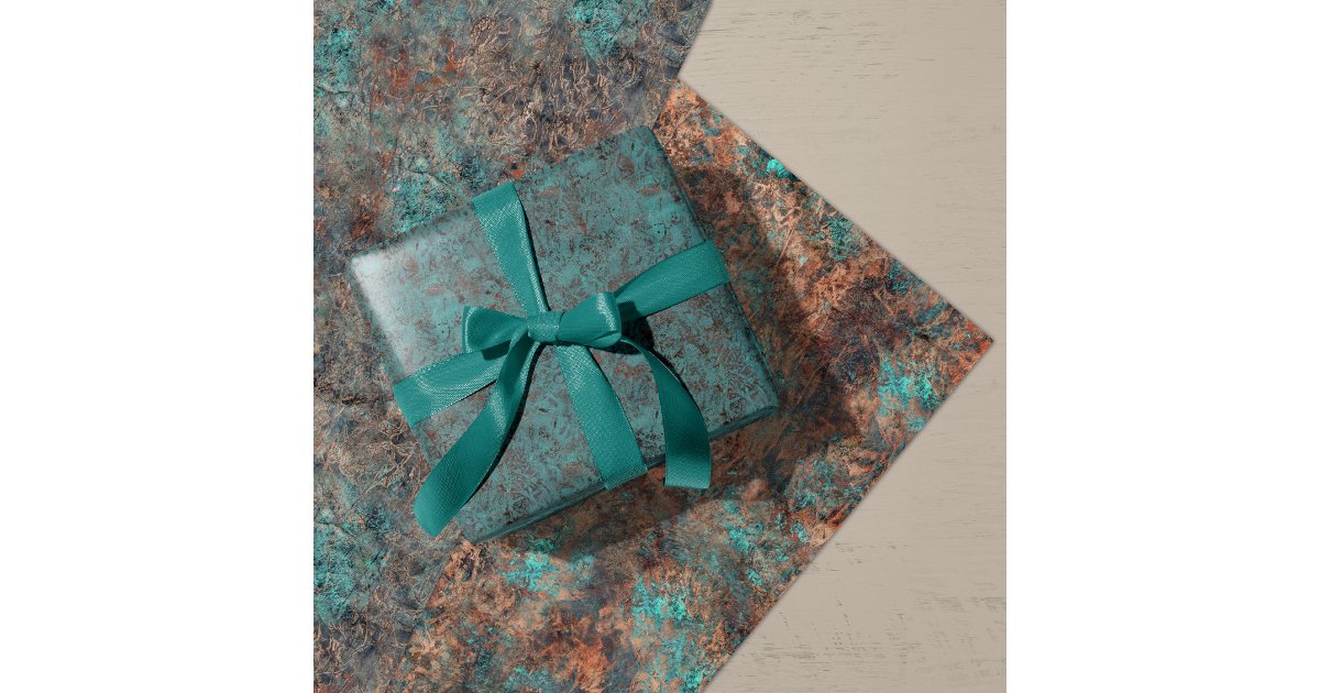 Rust Wrapping Paper Masculine Rust Turquoise Patina Design Wrappin Wrapping Paper Sheets ...
