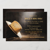 Masculine Rustic Cowboy Hat Rope Wood  Western Invitation (Front/Back)