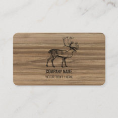 Masculine Rustic Wood Texture & Deer Business Card at Zazzle