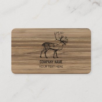 Masculine Rustic Wood Texture & Deer Business Card by idovedesign at Zazzle