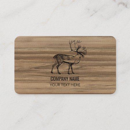 Masculine Rustic Wood Texture & Deer Business Card