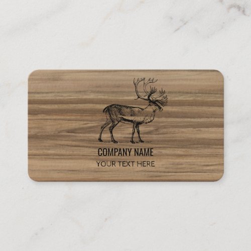 Masculine Rustic Wood Texture  Deer Business Card