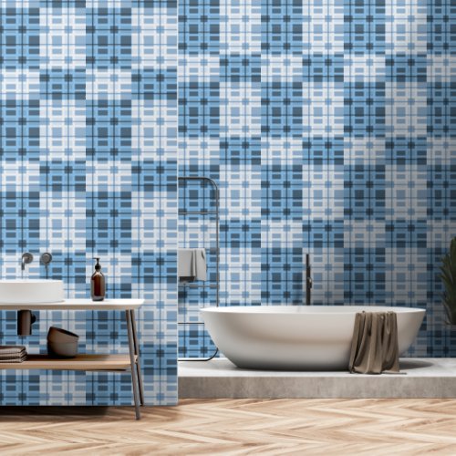 Masculine Shades of Blue Geometric Patterned Wallpaper