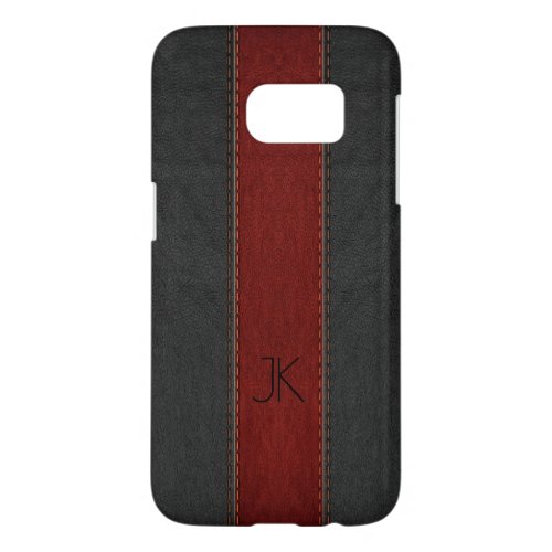 masculine Simple Black  Red Vintage Leather Print Samsung Galaxy S7 Case