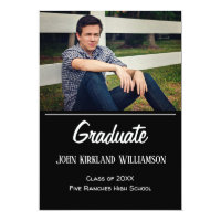 Masculine Simple Modern Graduation Photo Invitation