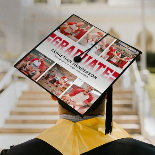 Masculine Sports 6 Photo Graduation Cap Topper