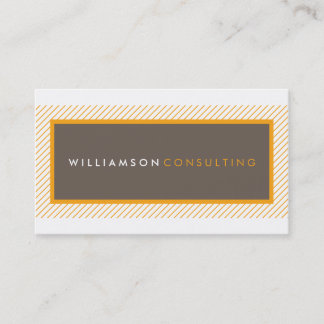 MASCULINE STRIPE plain modern trendy orange brown Business Card