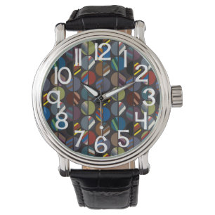 Masculine Striped Oval Halves  Watch