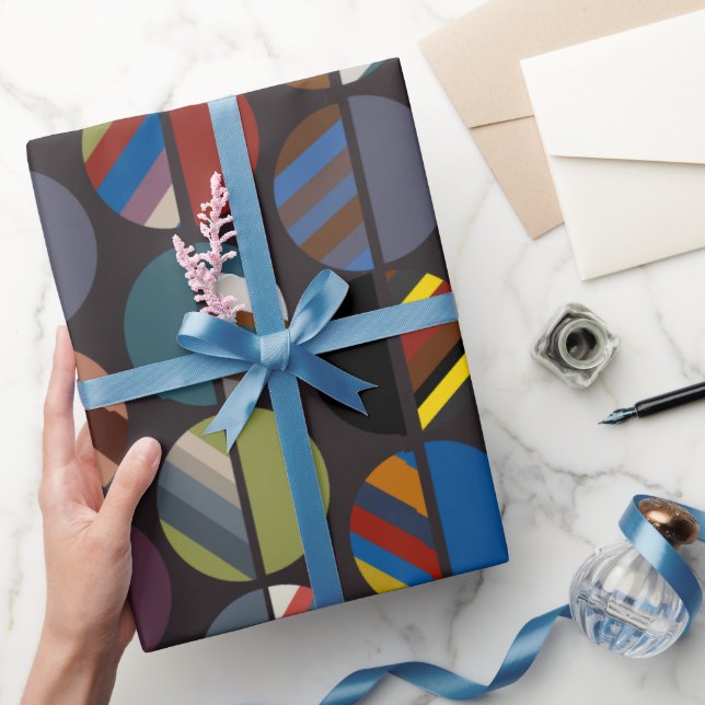 Masculine Striped Oval Halves  Wrapping Paper (Gifting)