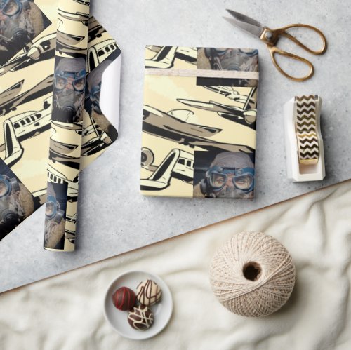 Masculine Style Illustrated Planes Personalized Wrapping Paper