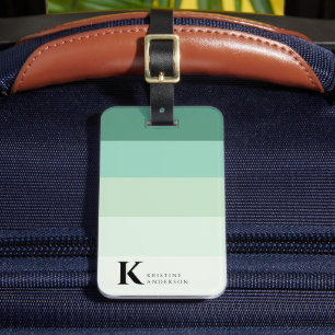 Masculine Teal Green Ombre Classic Monogram Luggage Tag